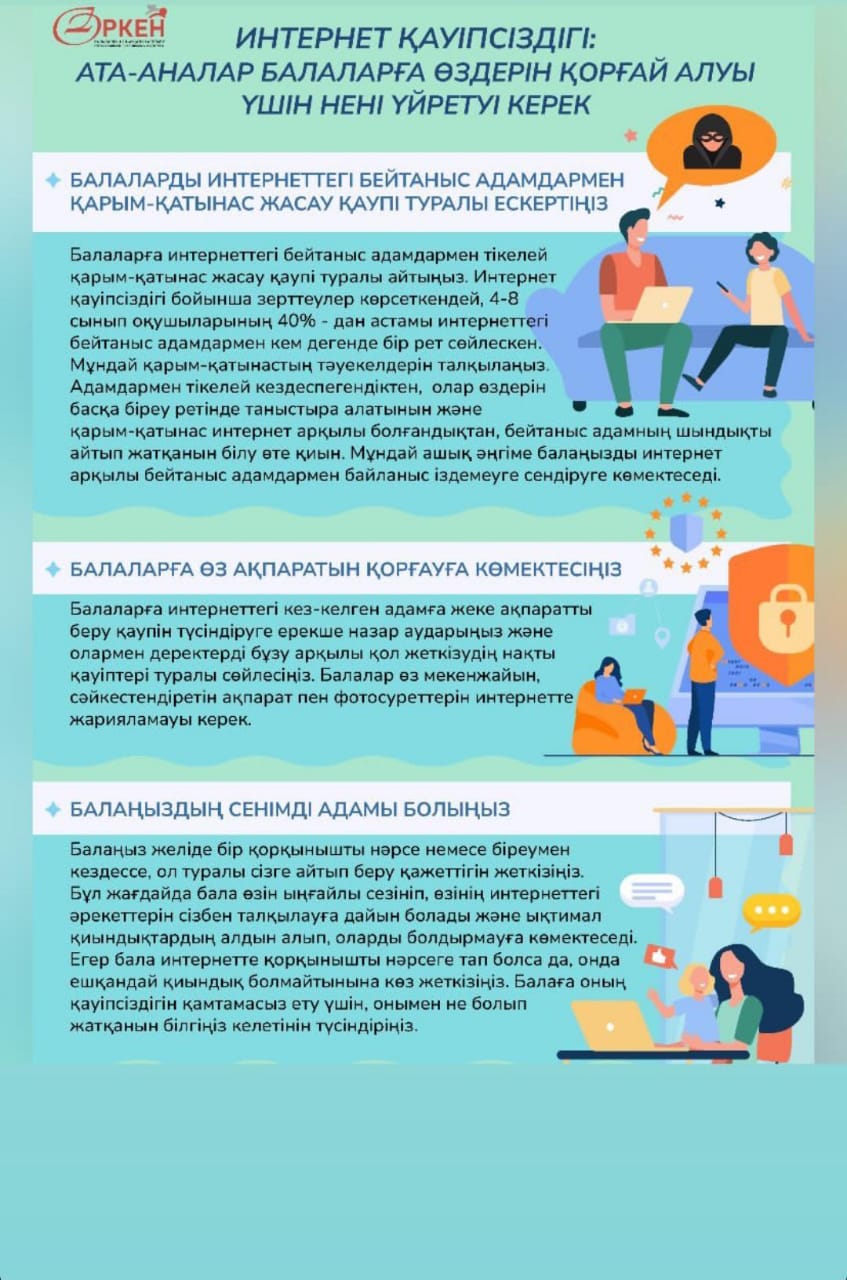 Интернет  қауіпсіздігі ата-аналар балаларға өздерін қорғай алуы үшін нені үйретуі керек/Интернет-безопасность,чему родители должны научить детей ,чтобы они смогли защитить себя